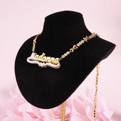 XOXO Chain Double Layer Personalized Custom Name Necklace-silviax