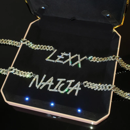 Cuban Chain Personalized Custom Brush Font Letters Monogram Name Necklace-silviax