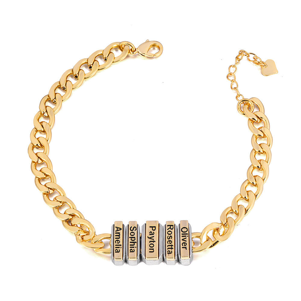 1 To 5 Names Cuban Chain Bracelet Personalized Gold Plated Name Bracelet-silviax