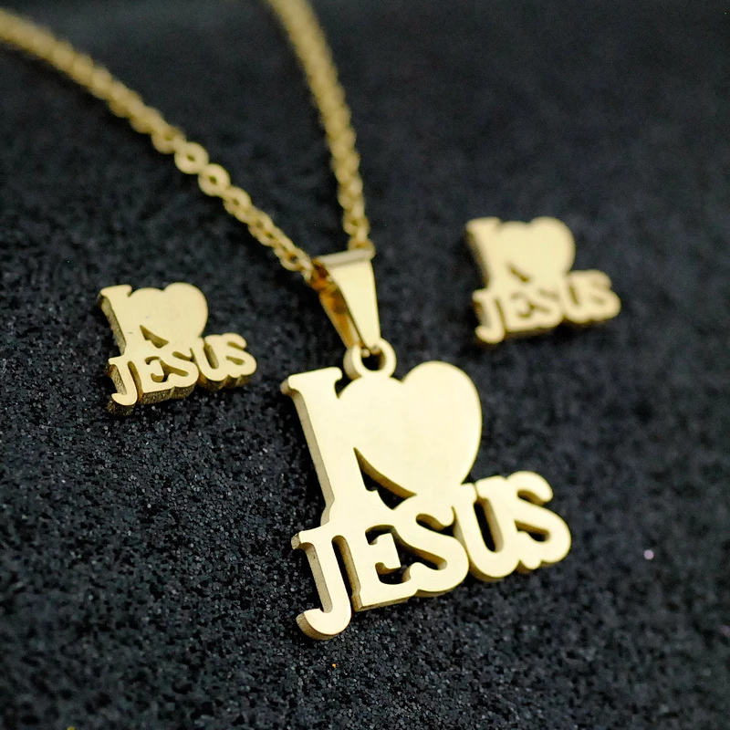 Gold Plated Personalized Custom Jesus Cross Heart Name Necklace And Na