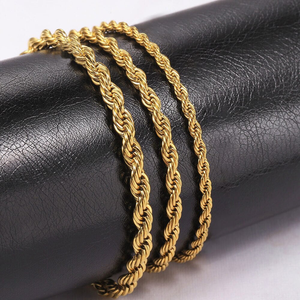 3-5mm Rope Chain Gold Plated Bracelet-silviax