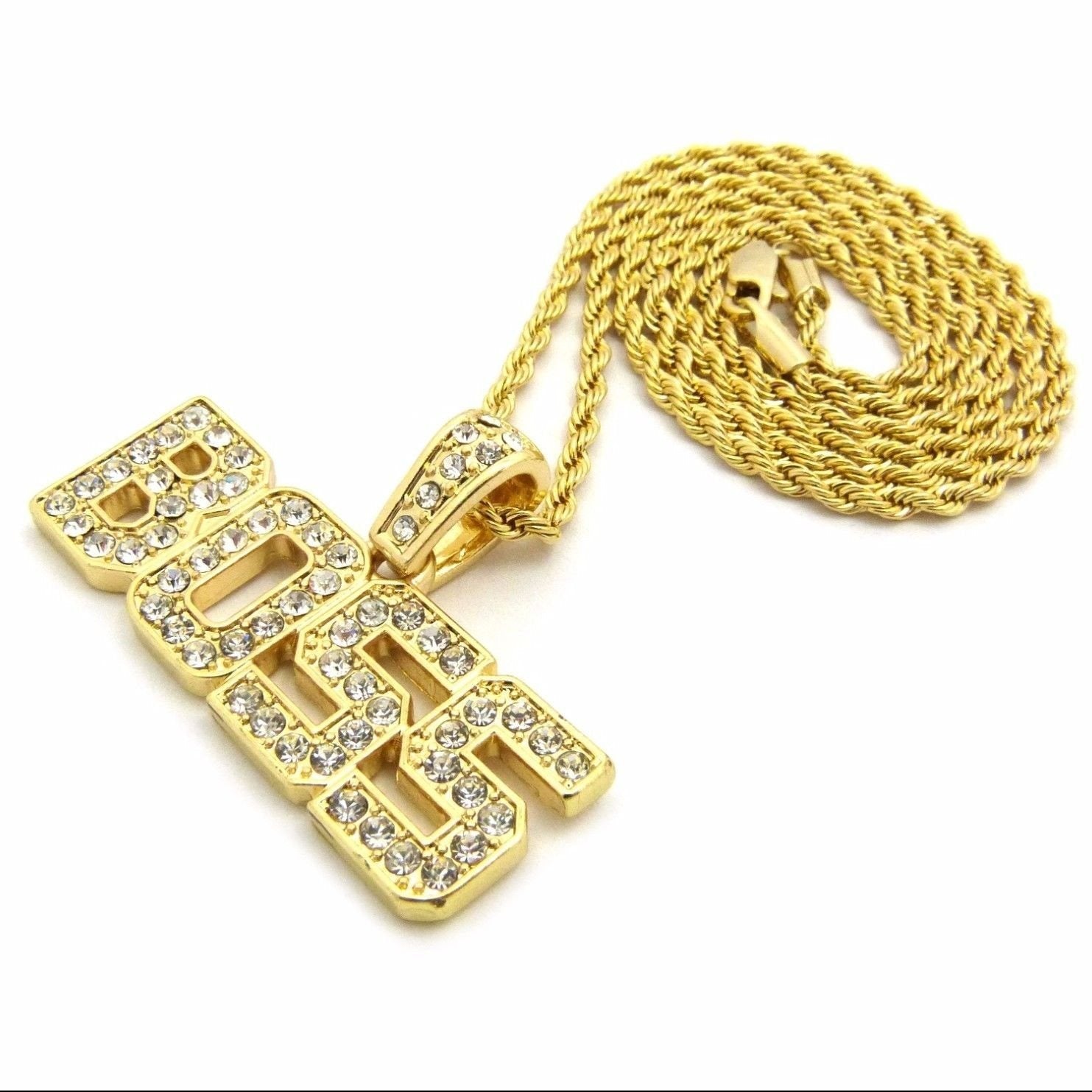 BOSS Pendant Hip Hop Gold Plated Necklace-silviax
