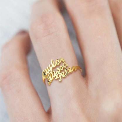 Three Names Personalized Custom Ring Gold Plated-silviax