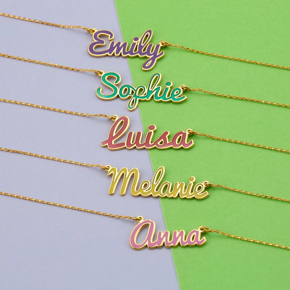 Personalized Colorful Bling Custom Name Necklace Gift for Girls-silviax