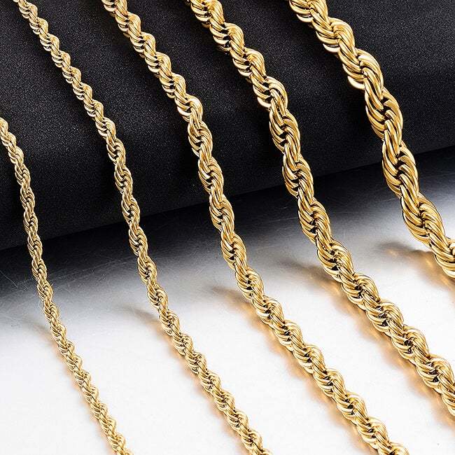 Rope Chain 2mm-6mm Gold Plated Necklace-silviax