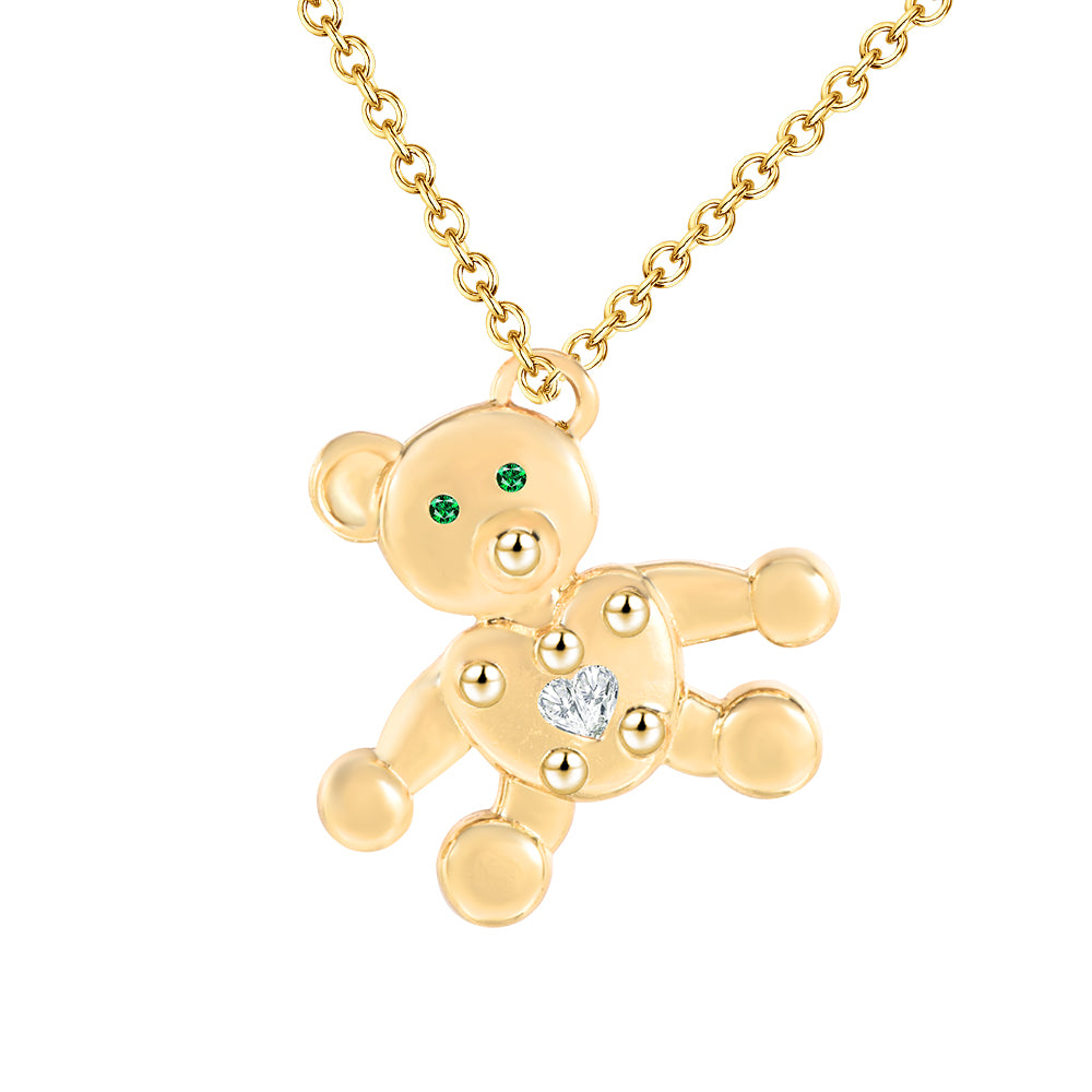 Gold Plated Cute Teddy Bear Necklace-silviax