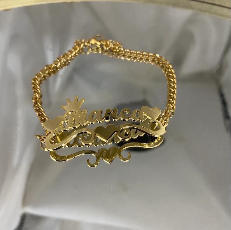 Personalized Crown And Three Loves Name Women Anklets-silviax