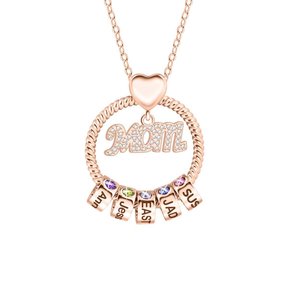 Mom 1-5 Name Beads and Birthstones Personalized Custom Family Necklace Jewelry Mother's Day Gift for Women Mom-silviax