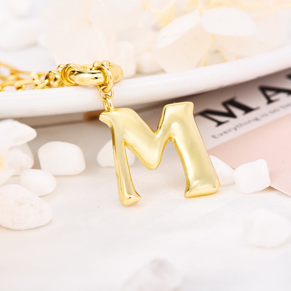 Initial Letter Personality Pendant Personalized Custom Gold Plated Initial Necklace-silviax