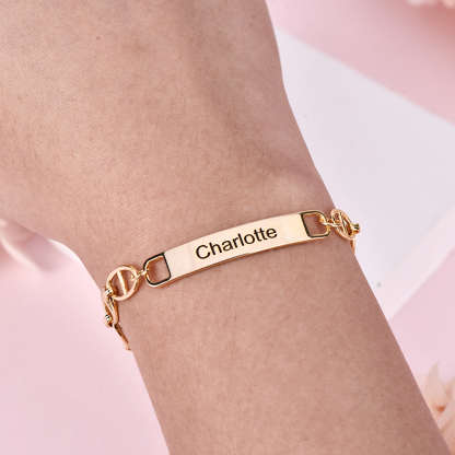 Personalized Custom Engraved Bar Name Chain Bracelet Gifts for Women Men-silviax