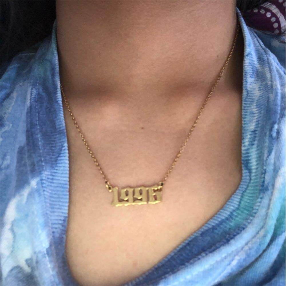 Birth Year Number Gold Plated Personalized Necklace-silviax