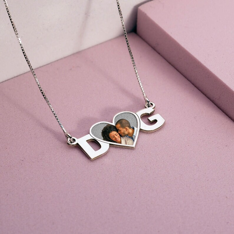 Couple Gift Two Initial Heart Photo Pendant Personalized Custom Gold Plated Name Necklace Box Chain-silviax