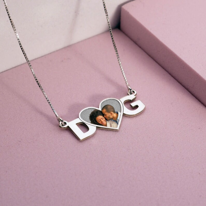 Couple Gift Two Initial Heart Photo Pendant Personalized Custom Gold Plated Name Necklace Box Chain-silviax