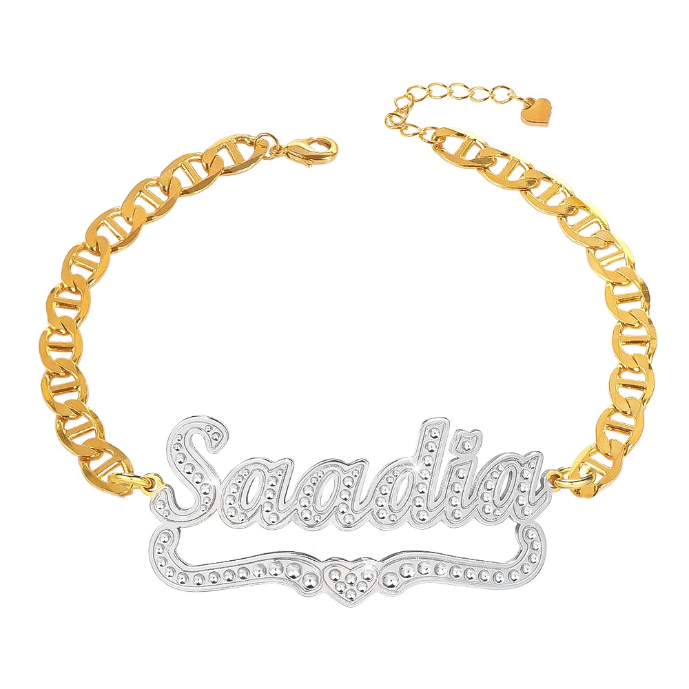 Heart Two Tone Personalized Custom Gold Plated Name Bracelet-silviax