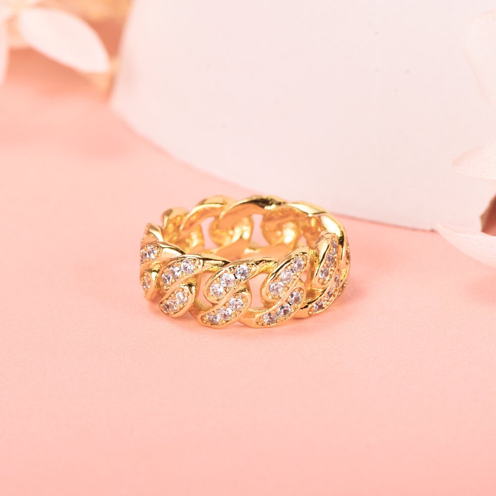 Iced 8mm Cuban Gold Plated Ring