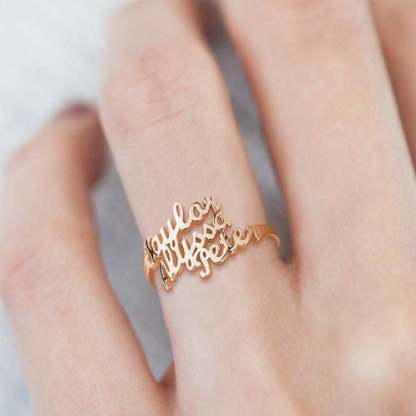 Three Names Personalized Custom Ring Gold Plated-silviax