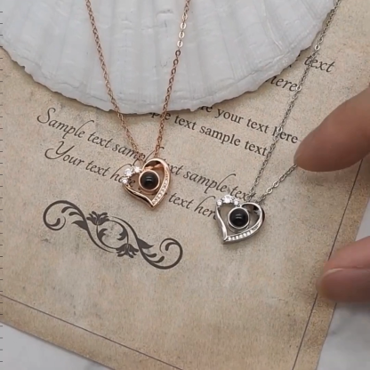 Heart Pendant Color Photo Projection Personalized Necklace with Picture Inside