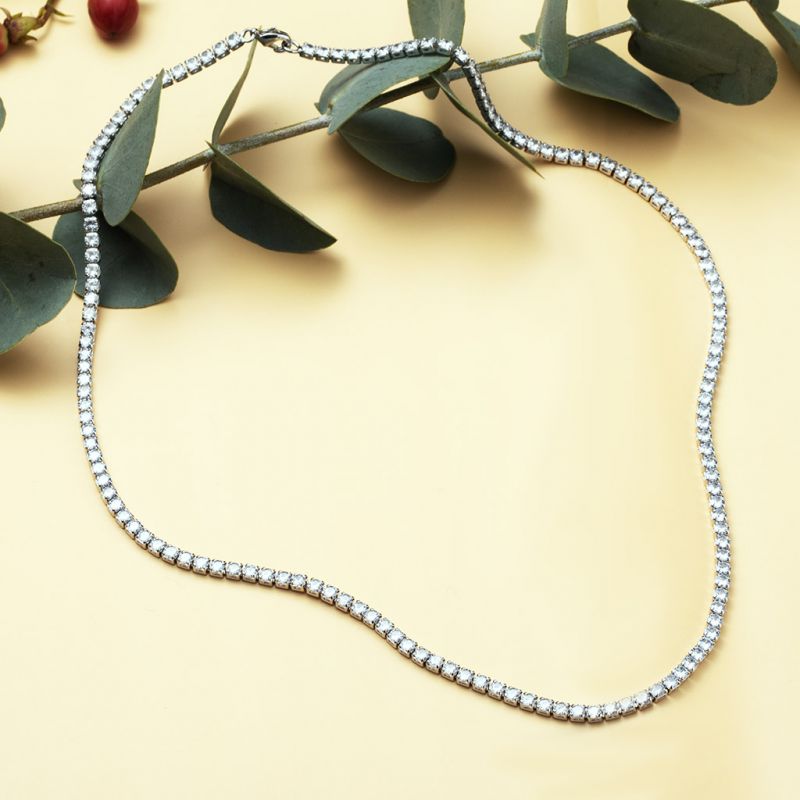 3MM/4MM Tennis Chain White Gold Plated Necklace-silviax