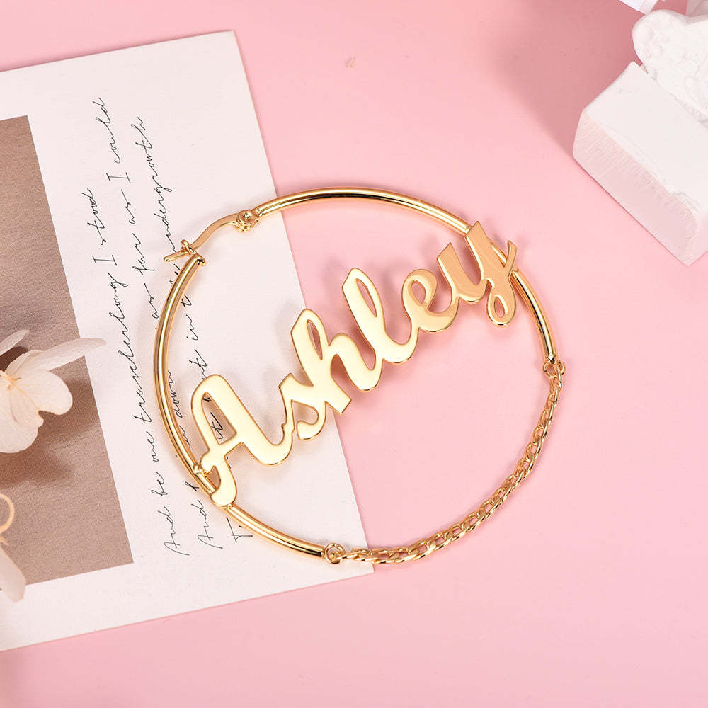 Hoop with Chain Personalized Name Earrings-silviax