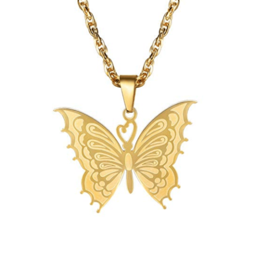 Butterfly Pendant Gold Plated Necklace-silviax