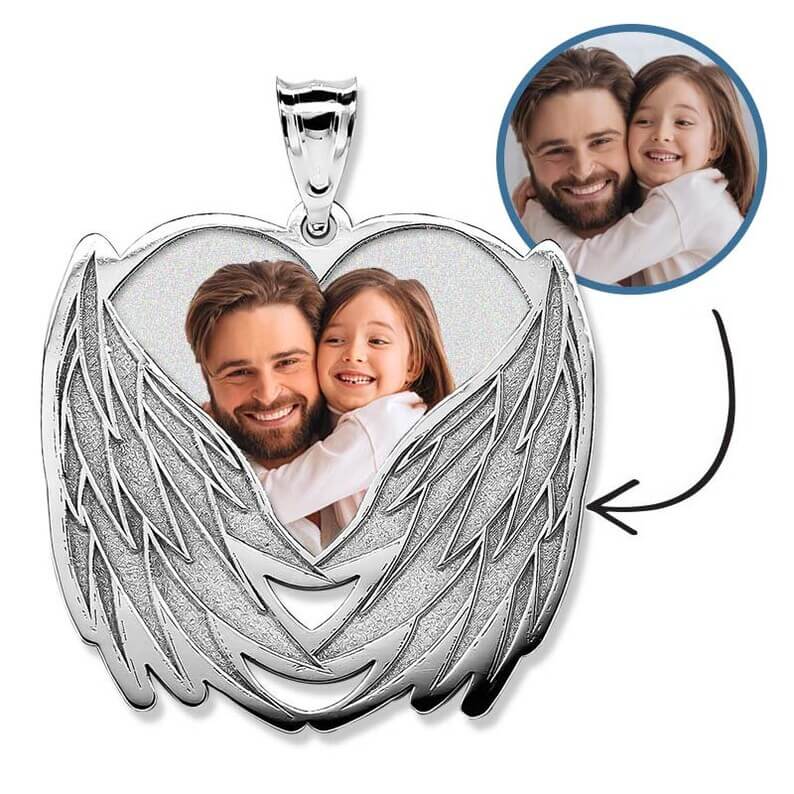 Angel Wings White Gold Pendant Personalized Custom Photo Necklace-silviax