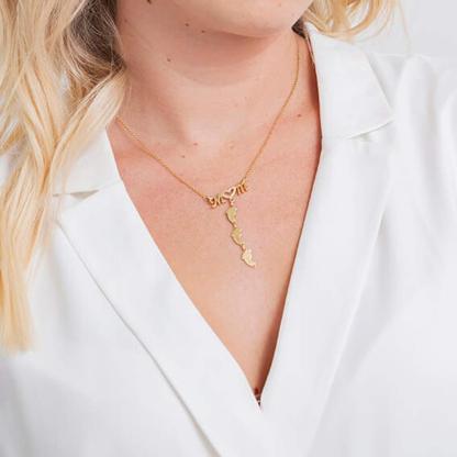 Mom and Baby Feet Personalized Custom 1 to 5 Name Necklace Gold Plated Jewelry Mother's Day Gift for Mom Women-silviax