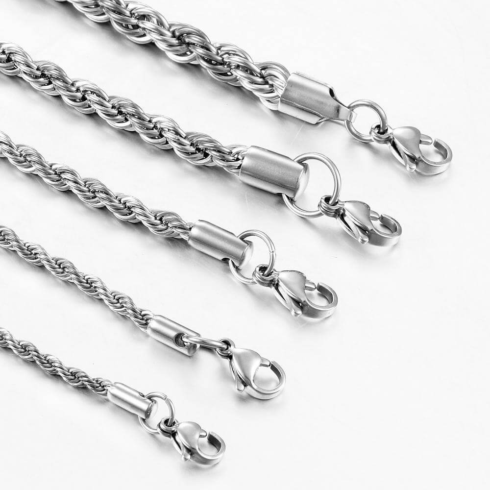 Rope Chain 2mm-6mm White Gold Plated Necklace-silviax