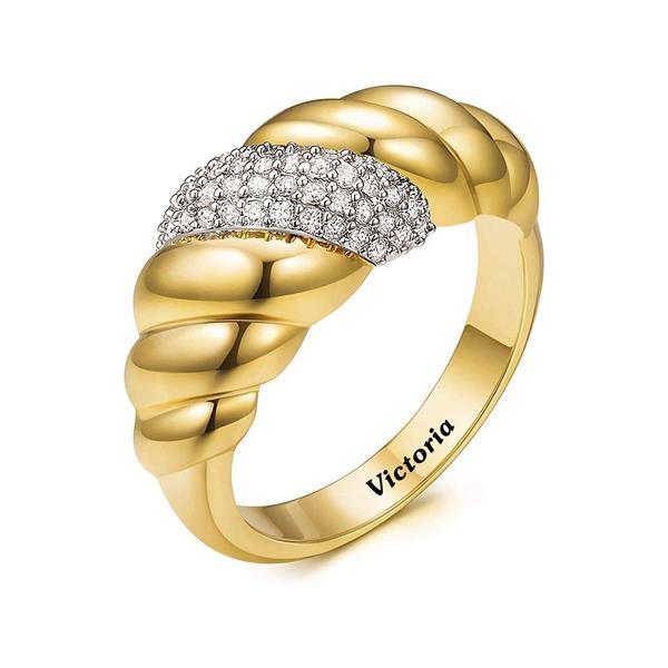 Personalized Engraved Croissant Braided Twisted Signet Chunky Dome Ring-silviax