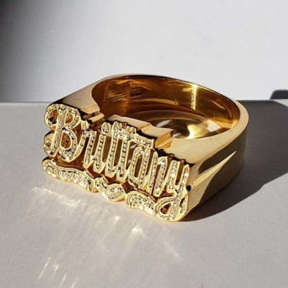 Gold Plated Custom Heart Carved Name Ring-silviax