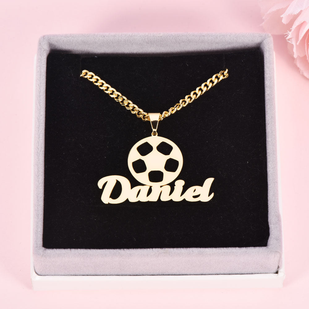Personalized Sports Football Name Necklace for Men Kids-silviax