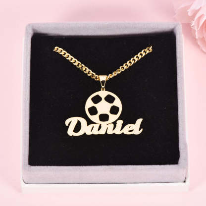 Personalized Sports Football Name Necklace for Men Kids-silviax