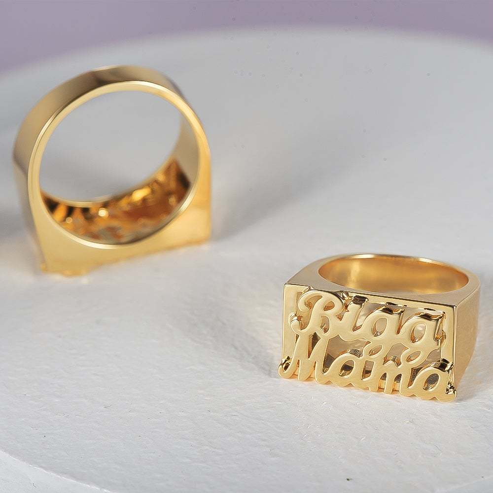 Double Name Gold Plated Personalized Custom Nameplate Couple Ring Jewelry for Woman Girlfriend Wife-silviax
