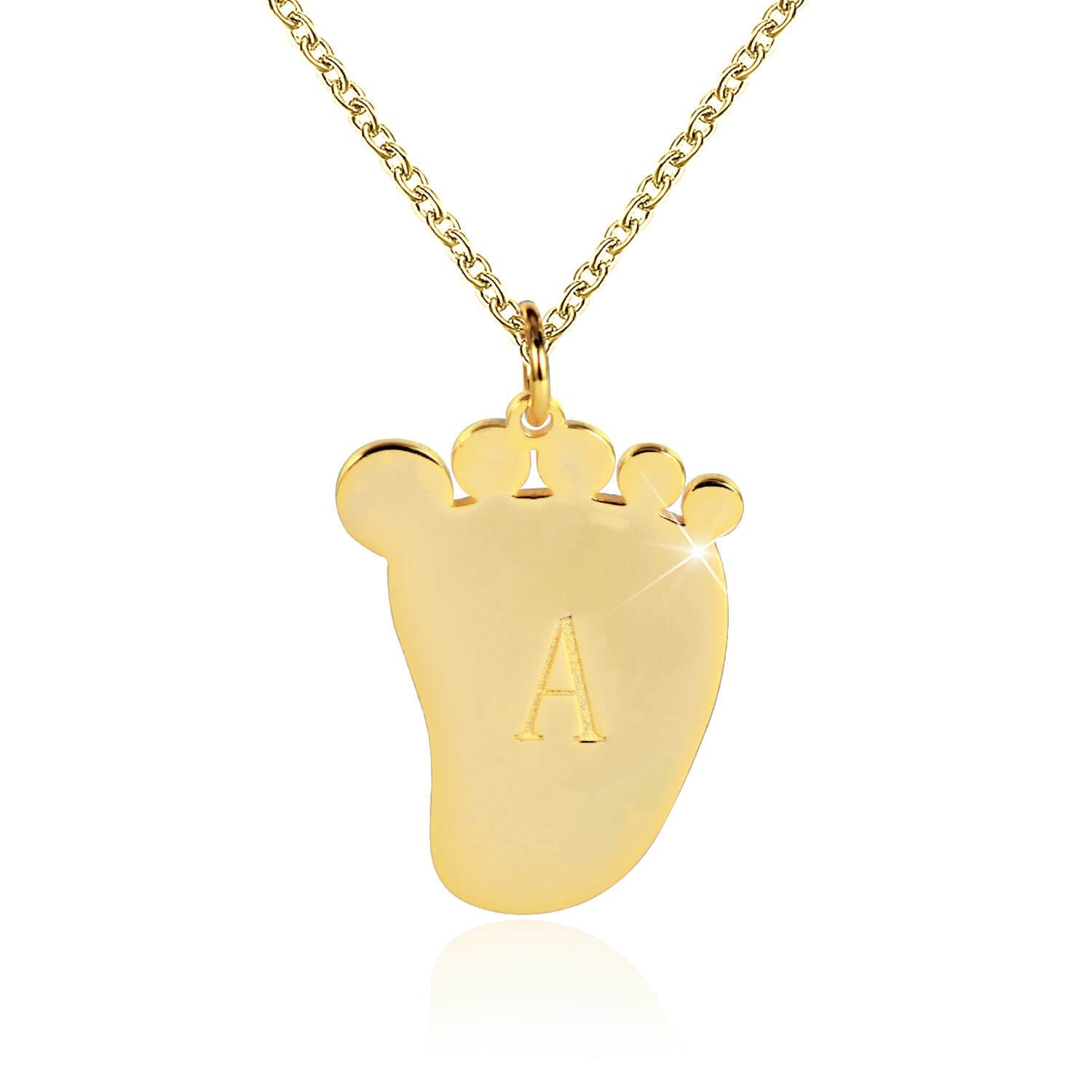 Gold Plated Baby Foot Initial Necklace-silviax