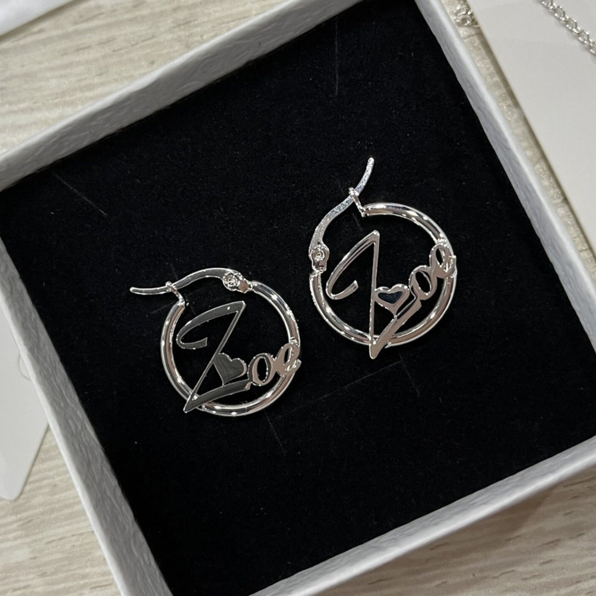 30mm Heart Earring Personalized Mini Name Earrings For Baby Kids Gift