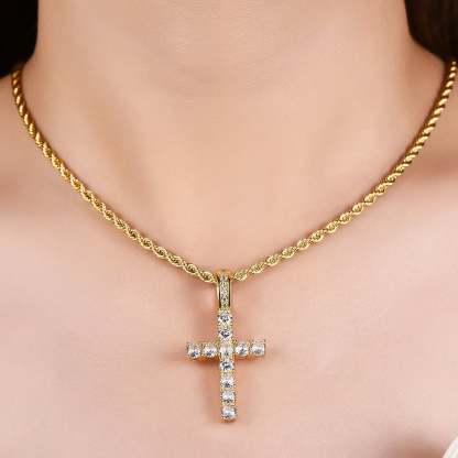 Cross Pendant Hip Hop Jewelry Street-wear Urban Style for Men & Women Gold Plated-silviax