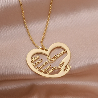 Heart Shaped Multiple Names Gold Plated Personalized Custom Name Necklace Family Gift -silviax