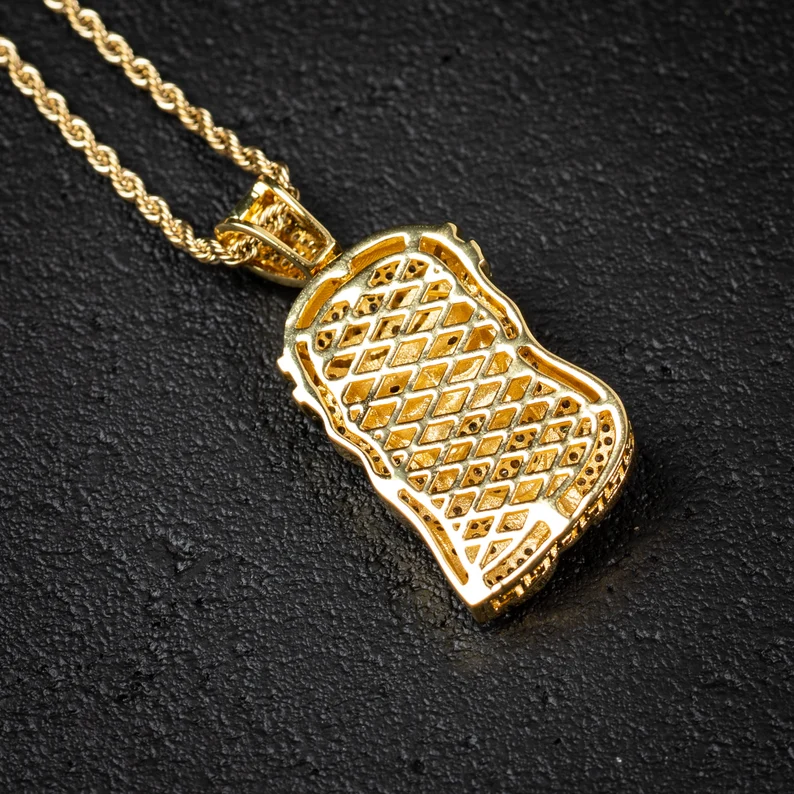 Rope Chain Iced Out Gold Plated Jesus Piece Hip Hop Pendant Necklace-silviax