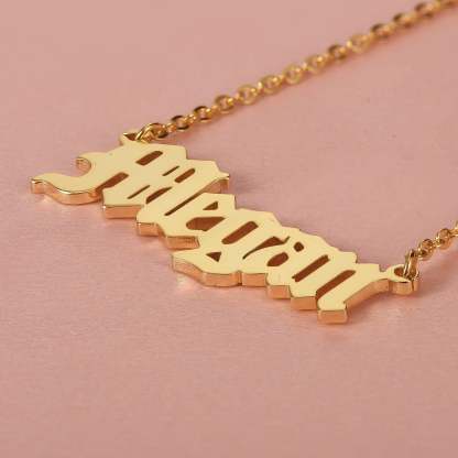 Old English Font Engraved Nameplate Pendant Personalized Custom Gold Plated Name Necklace Goth Style-silviax