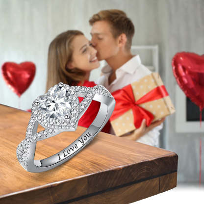 Heart Clear Promise Ring Personalized Custom Engraved Ring-silviax