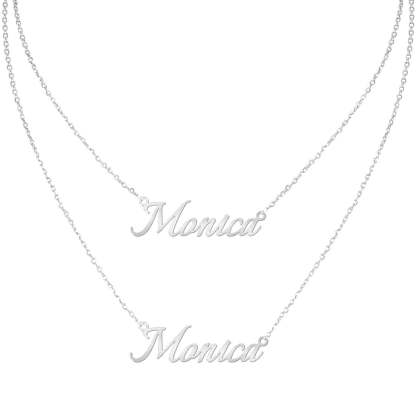Gold Plated Personalized Two Names Layered Necklace-silviax