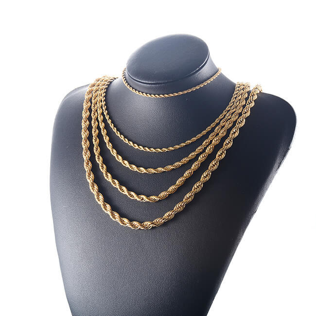 Rope Chain 2mm-6mm Gold Plated Necklace-silviax