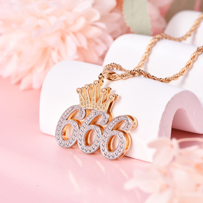 Double Layer Two Tone 1 To 9 Luck Number With Crown Personalized Custom Gold Plated Number Necklace-silviax