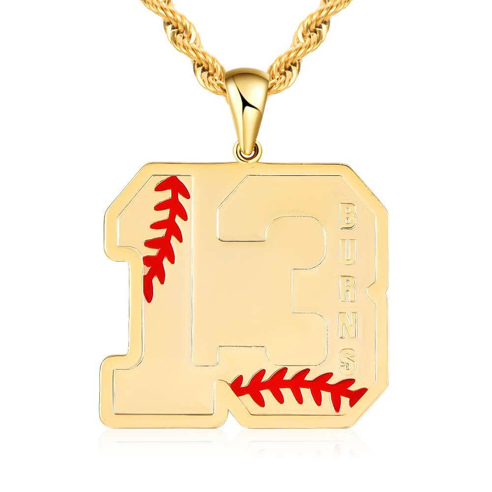 Baseball & Softball Sports Number With Name Personalized Custom Gold Plated Number Necklace-silviax