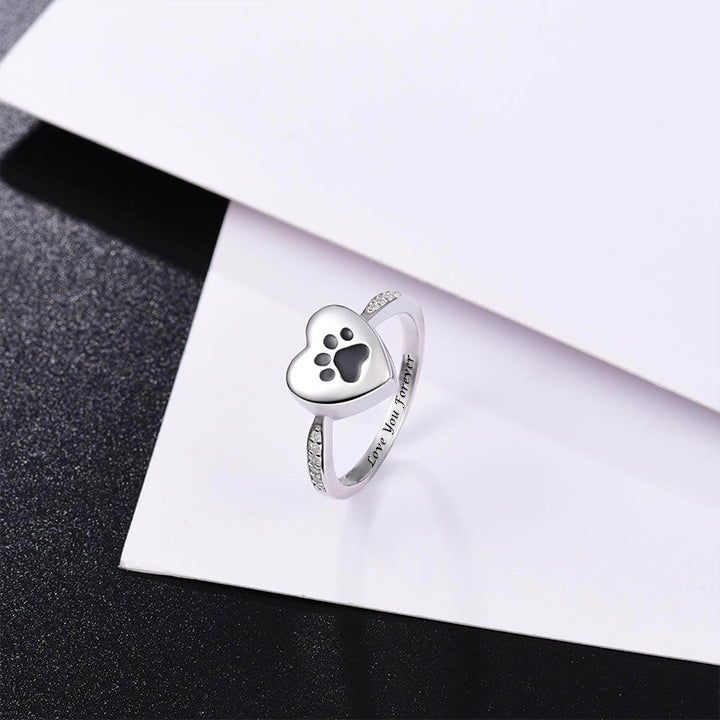 Heart Pet Paw Print Memorial Personalized Custom Engraved Ring-silviax