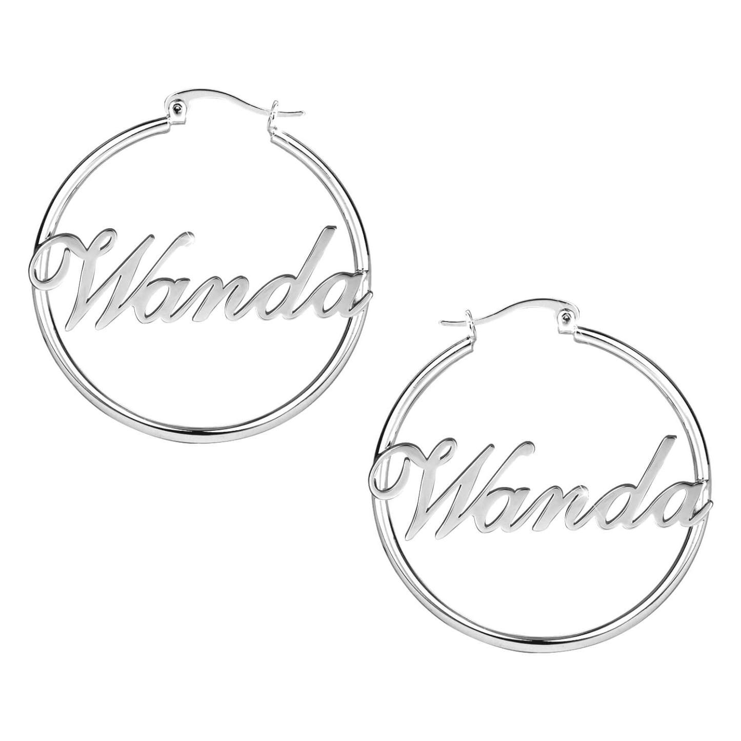 Gold Plated Custom Hoop Name Earrings-silviax