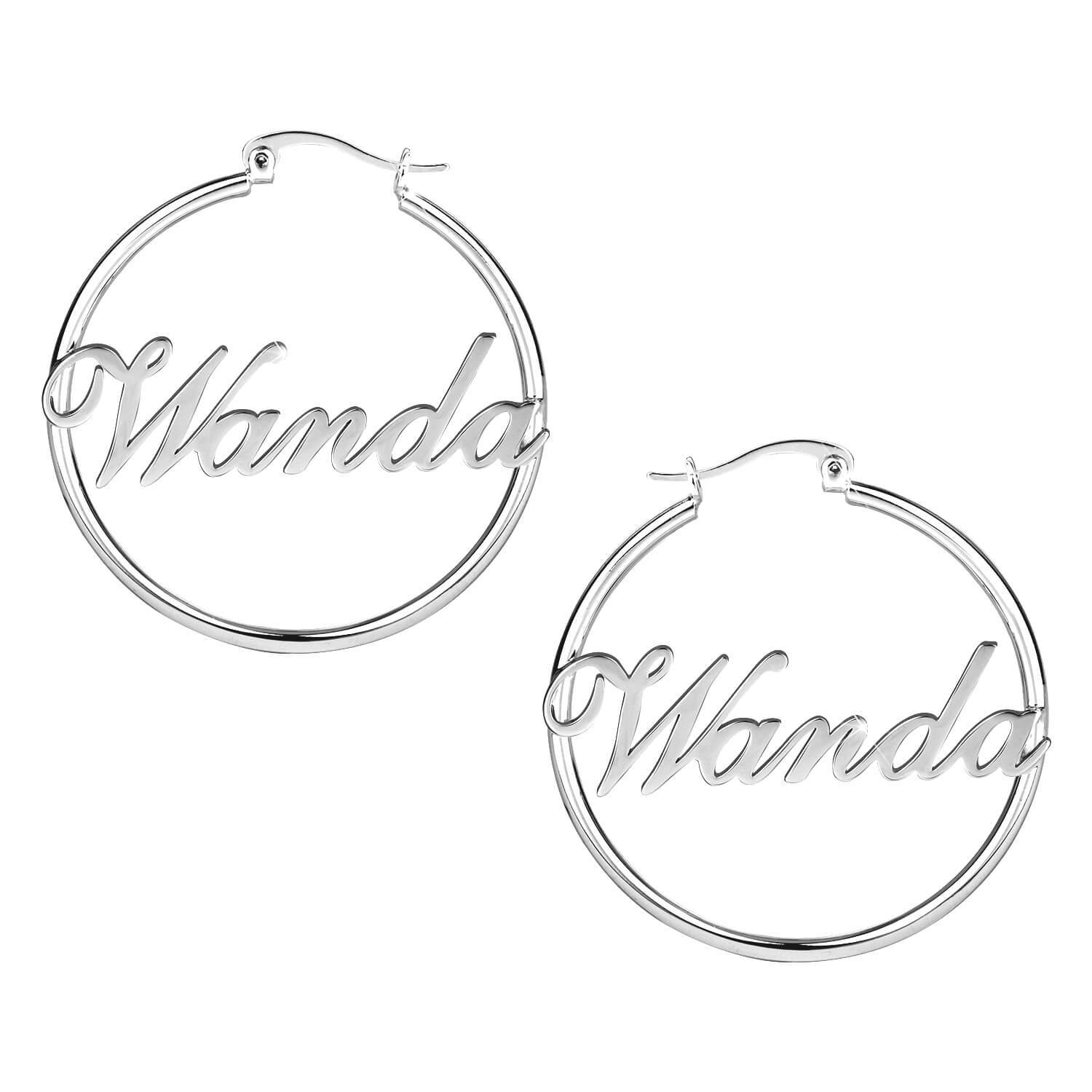 Gold Plated Custom Hoop Name Earrings-silviax