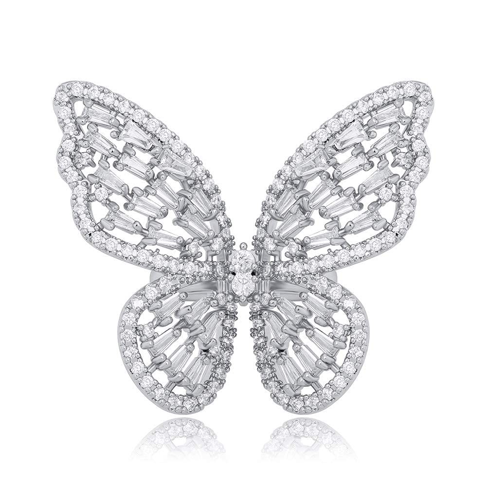 Sparkling Butterfly Cubic Zirconia Ring For Women-silviax
