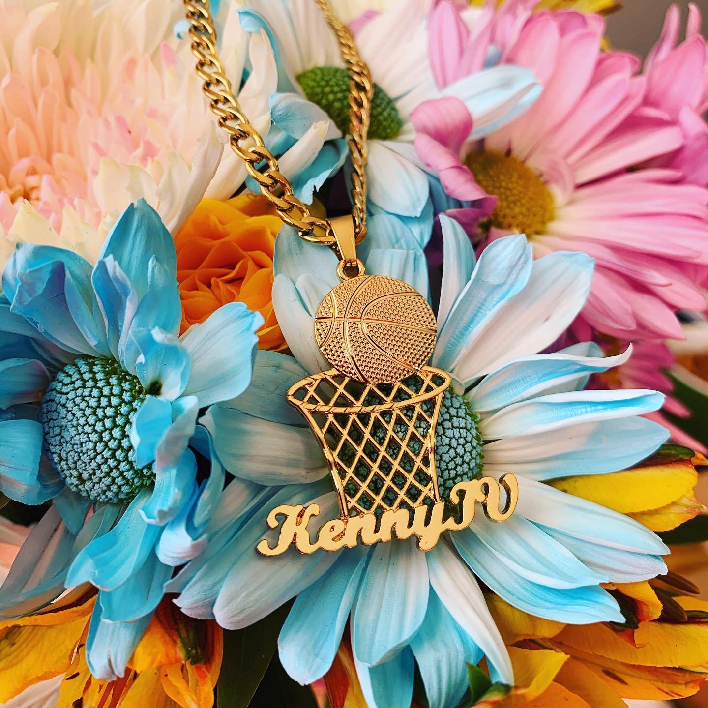 Personalized Basketball Necklace with Nameplate Custom Sports Name Necklace