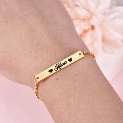 Gold Plated Personalized Engraved Name Bar Bracelet-silviax