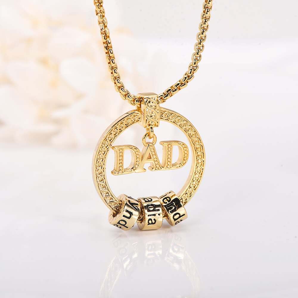 Dad 1-5 Name Beads and Birthstones Personalized Custom Family Necklace Father's Day Gift for Dad-silviax